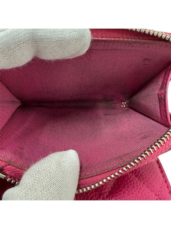 Chanel Wallet Trifold Quilted Caviar Leather Pink Silver Har - Picture 9 of 10